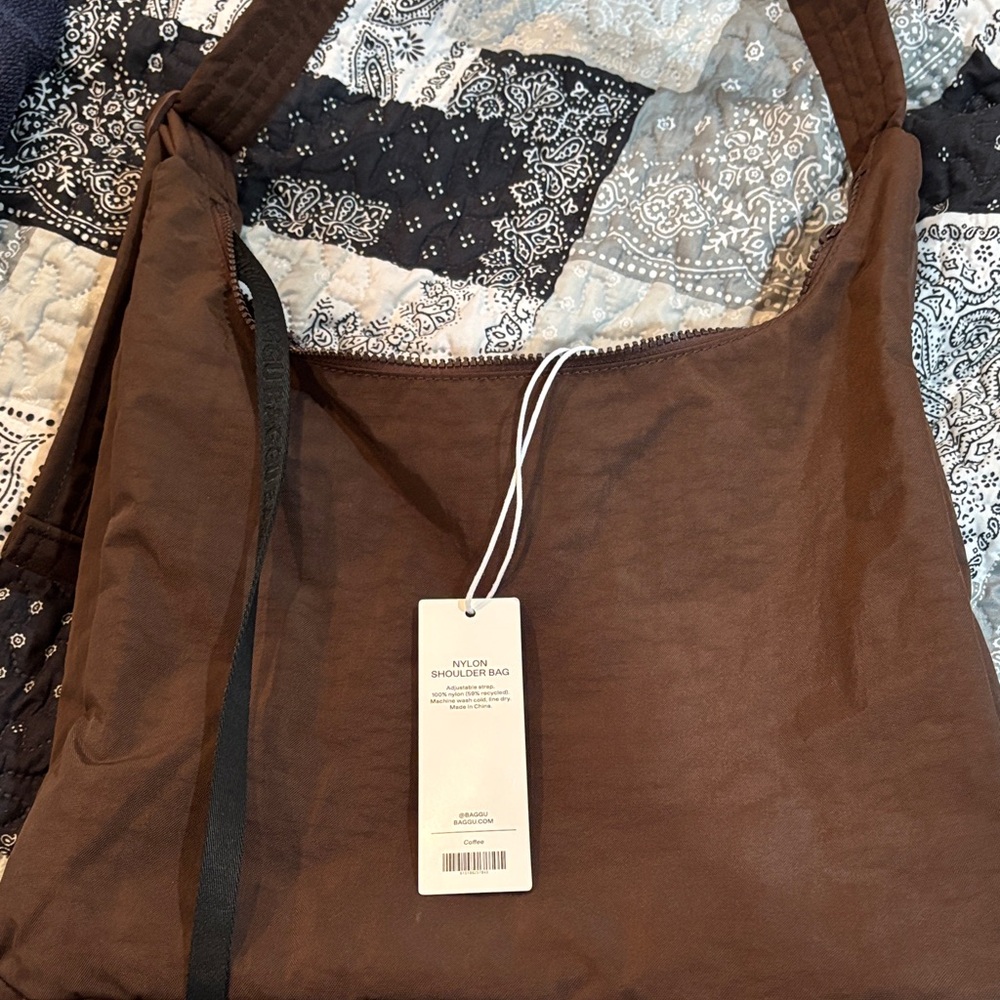 Nylon Shoulder Bag coffee BAGGU